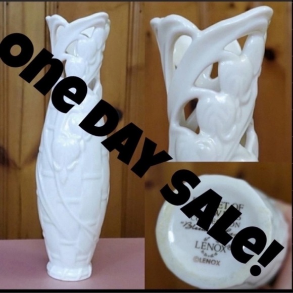 Lenox Porcelain Basket of Flowers Vase - Picture 1 of 1